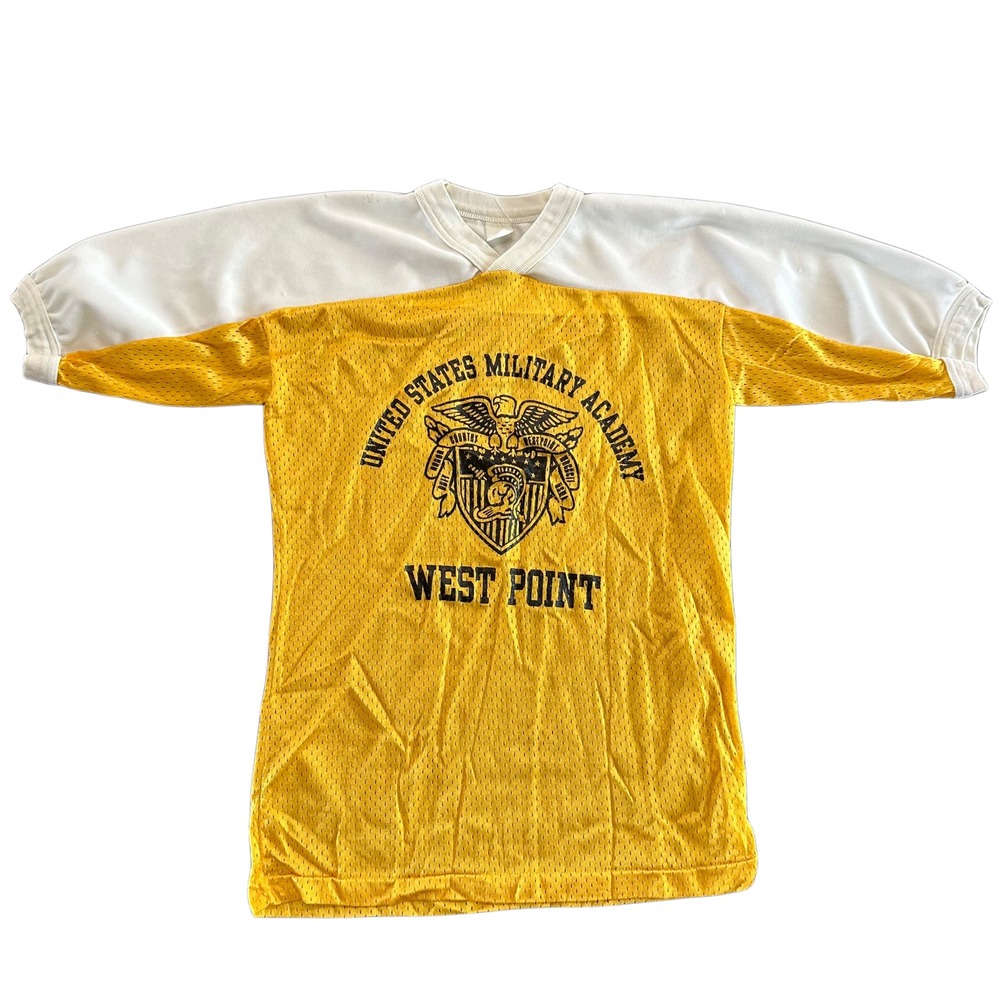 Vintage West Point USMA Military Academy Mesh Jersey Yellow White Sportswear Sm